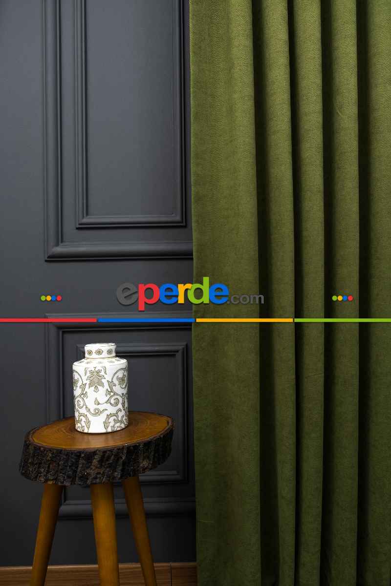 Çimen Yeşili Düz Fon Perde Dökümlü Fon Perde