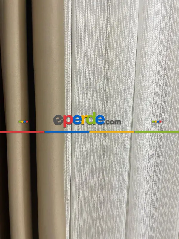 Salon - Premium Simli Pırlanta Ağır Gramajlı Dökümlü 1/3 Sık Pileli Ütü İstemeyen Tül Perde