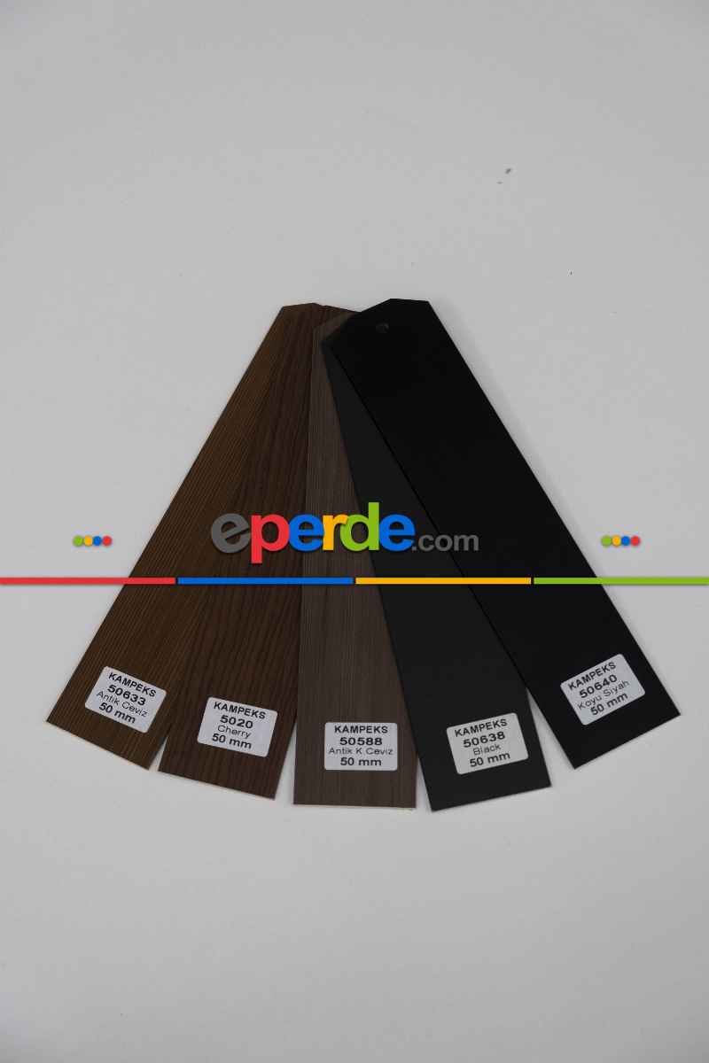 Mutfak - Oda Perde - 50mm Ahşap Jaluzi Pede, Antrasit, Siyah Ve Ahşap Tonlarında