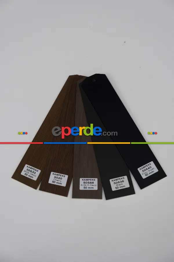 Oda Perde - 50mm Ahşap Jaluzi Perde, Antrasit, Siyah Ve Ahşap Tonlarında