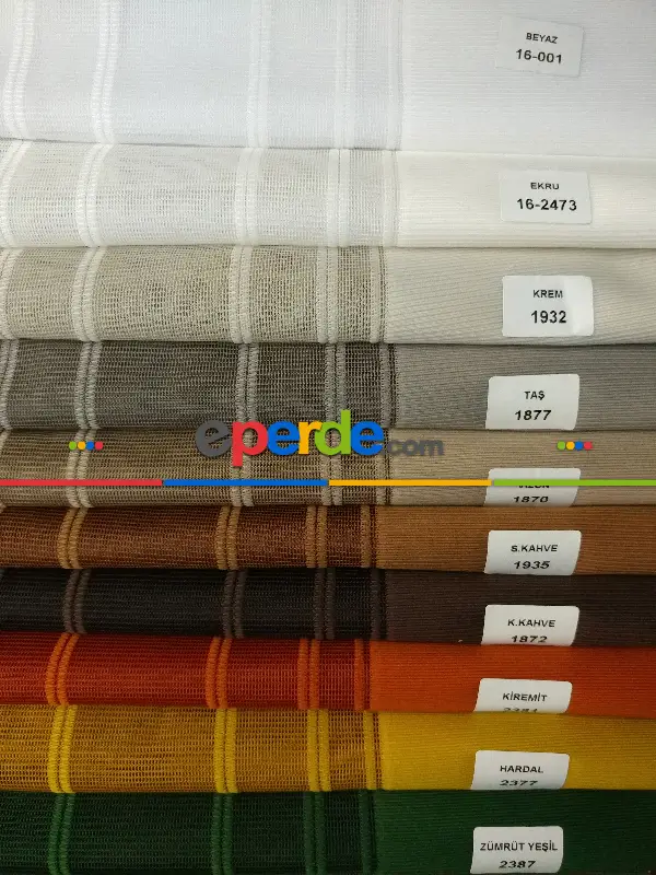 Lens Akıllı Dikey Tül Perde 114- Lacivert-beyaz-kiremit Rengi