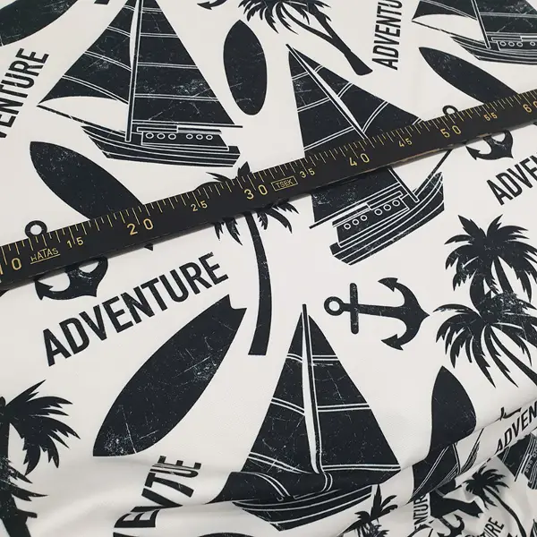 Yelken Ve Ada Desenli Fon Perde Evm701 Kumaşı Kalındır Duck Bezi Değildir- Siyah-Beyaz