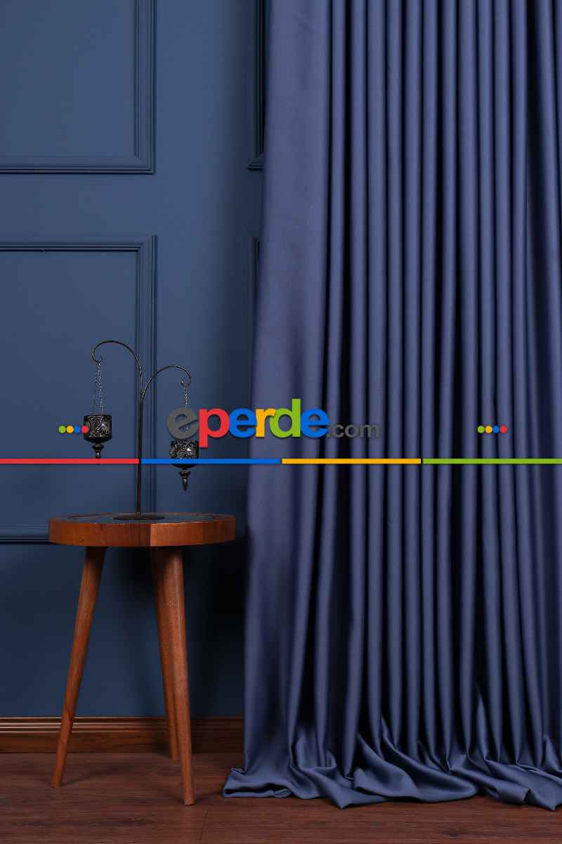 Yatak Odası Fon Perde - Parlement Mavi Blackaut Fon Perde 0 Işık Geçirmez