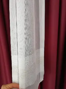 Oturma Odası - Bambu Vakko Enine Bantlı Tül Krem - Altın