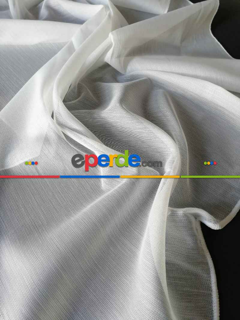 Salon - Bambu Düz Esneme Yapmaz Tül - Ekru