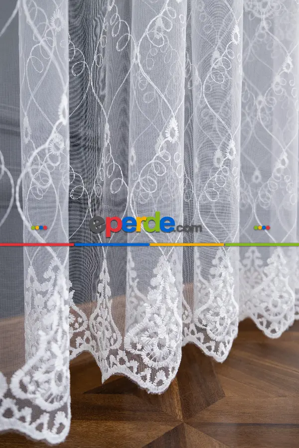 Mutfak Brode Selçuklu Desen İşleme Nakış Tasarım Tül Perde