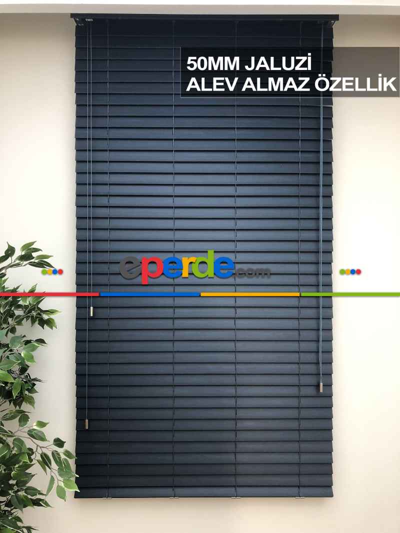 Mutfak Ahşap Jaluzi Perde- Lacivert