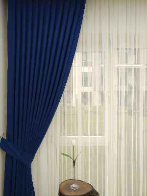 Salon Parlement Mavi Düz Sade Fon Perde Dökümlü (  Dökümlü Fon)- Saks Mavi