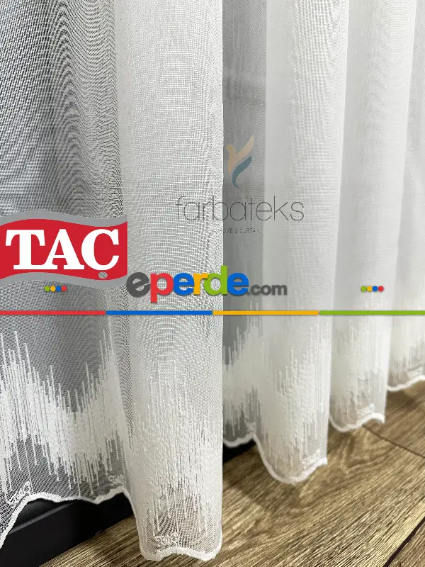 Taç Etek Zigzag Uçlu Ütü İstemez Alt İşlemeli Model Tül Perde