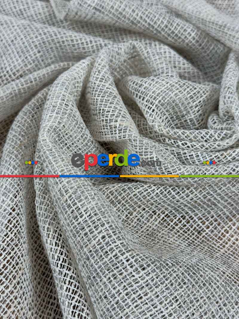 Simli Özel İplik Doğal Doku Düz Tül Perde - Özel Dokuma Ağır Gramajlı Premium