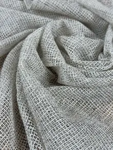 Oturma Odası - Simli Özel İplik Doğal Doku Düz Tül Perde - Özel Dokuma Ağır Gramajlı Premium