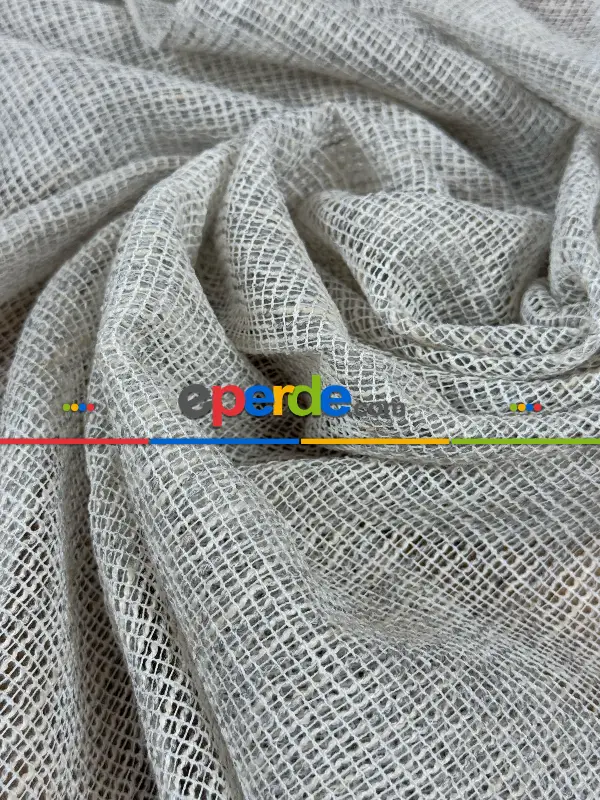 Yatak Odası - Simli Özel İplik Doğal Doku Düz Tül Perde - Özel Dokuma Ağır Gramajlı Premium