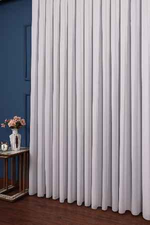Krep Gri Düz Tül Perde
