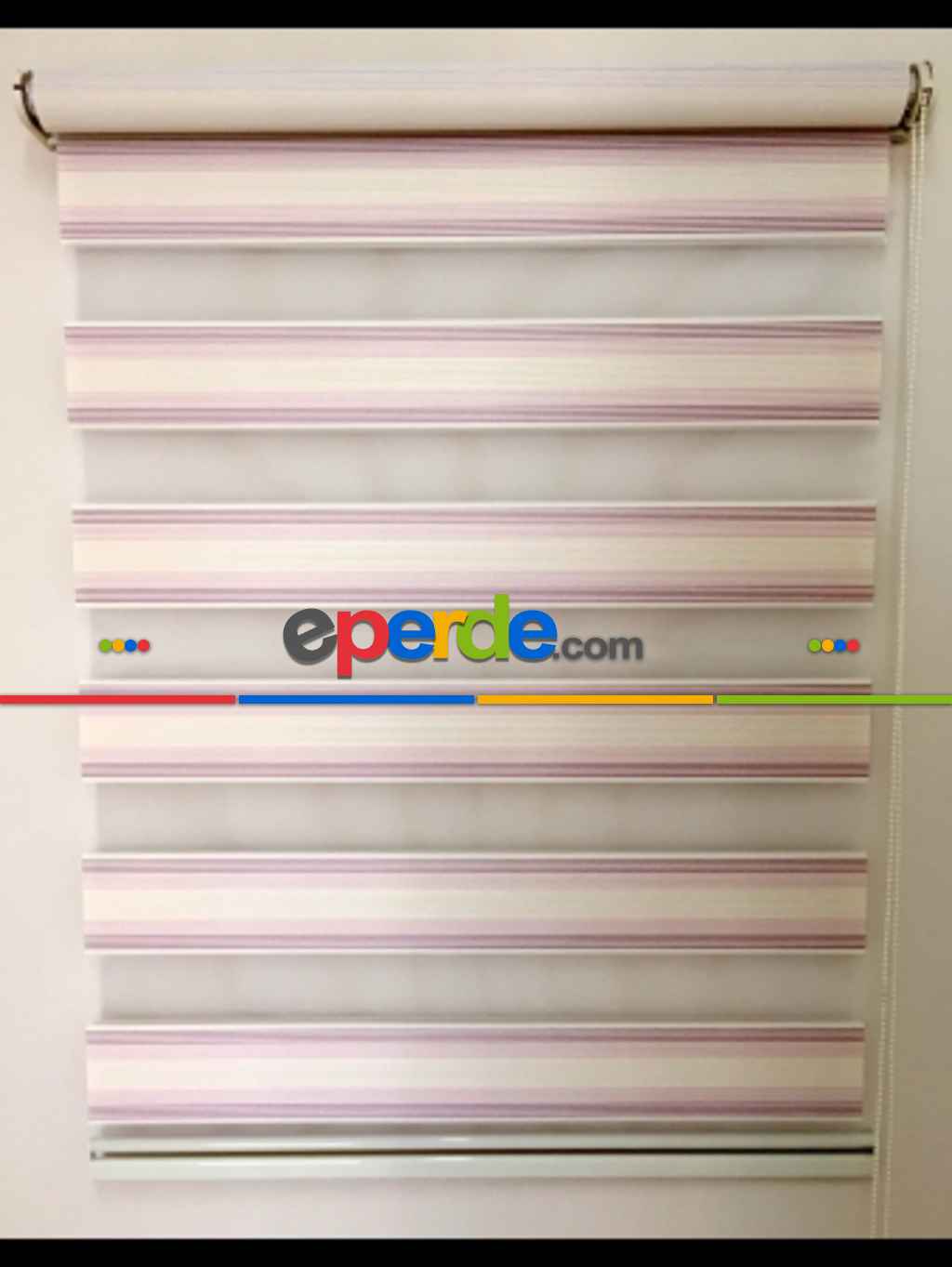Pembe Krem Micro Pileli Zebra Perde- Krem-pembe