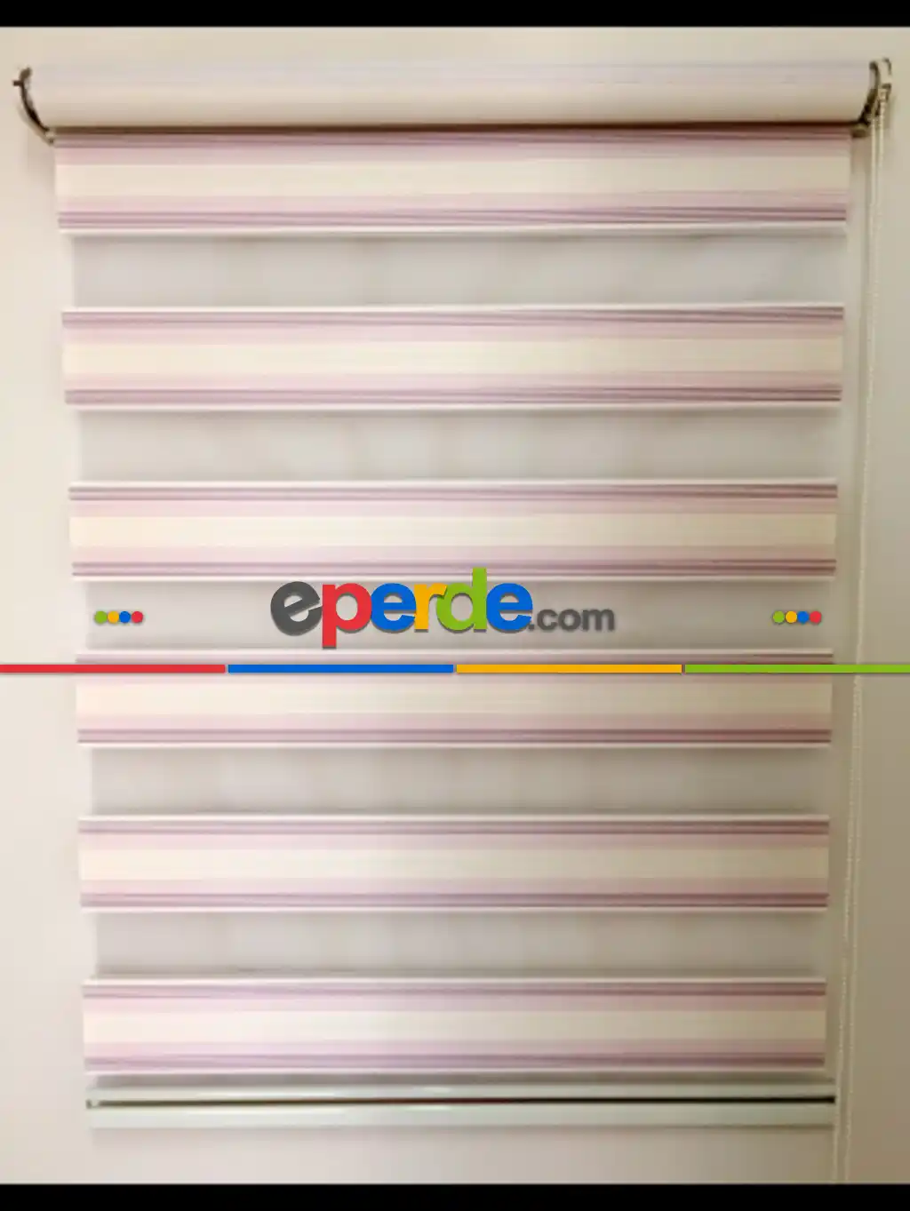 Salon Zebra - Pembe Krem Micro Pileli Zebra Perde- Krem-Pembe