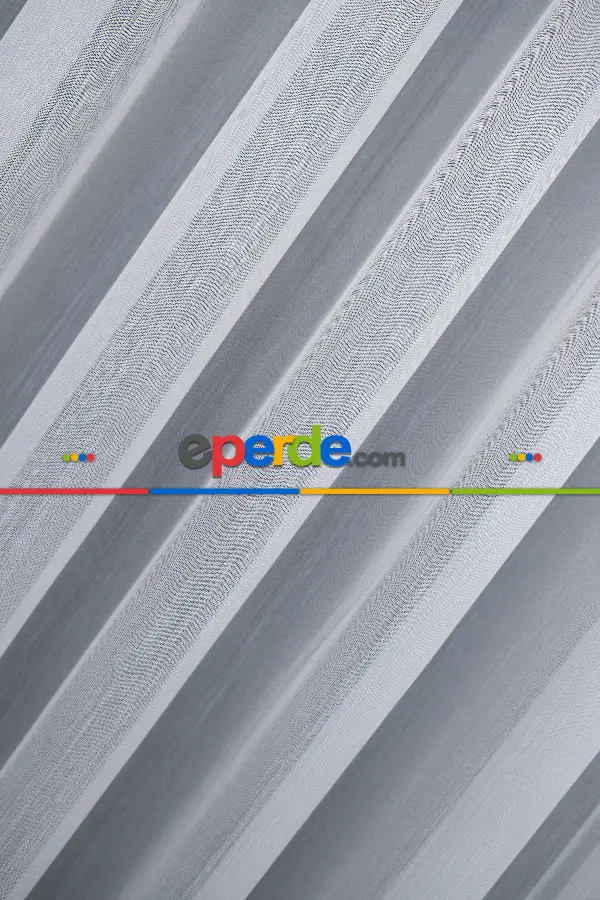 Çizgili Ekru Renkli 1.sınıf Kalite S Pile Bambu Tül Perde