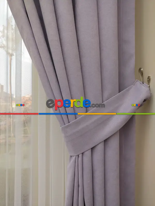 Lila Düz Fon Perde- Lila