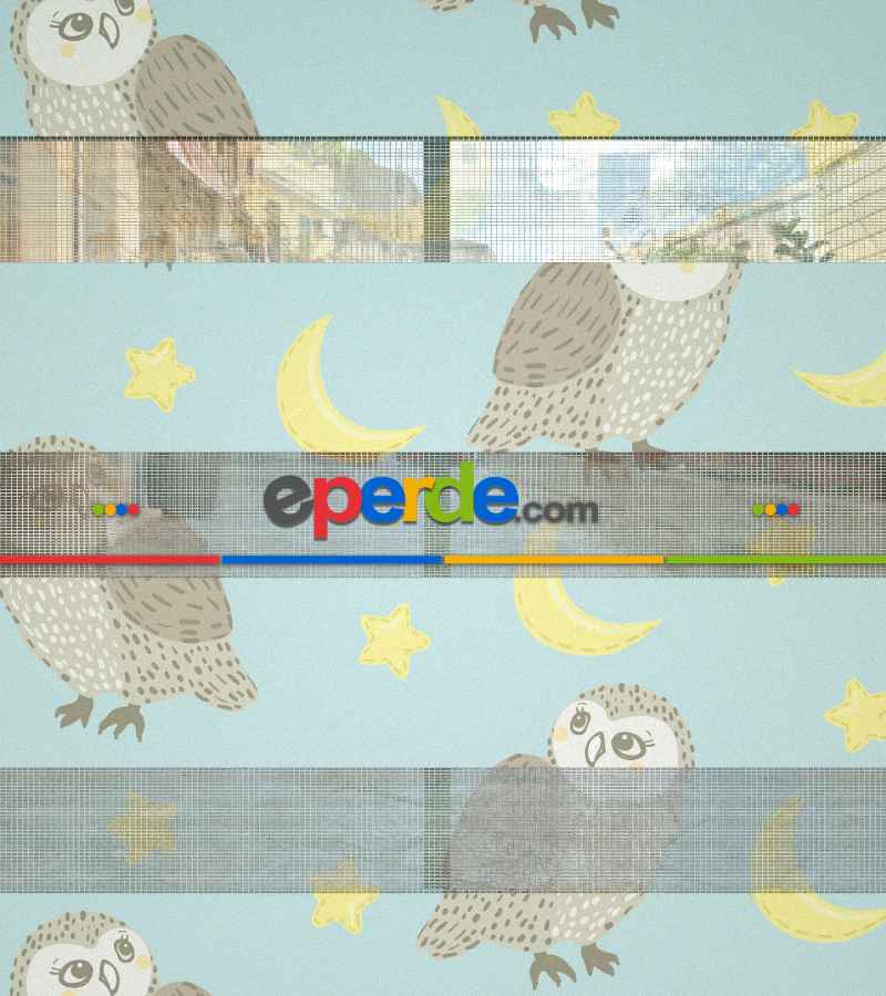 Yıldız Desenli Baskılı Zebra Perde- Çok Renkli