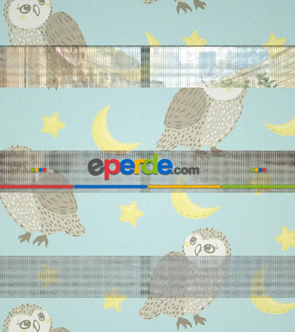 Yıldız Desenli Baskılı Zebra Perde- Çok Renkli