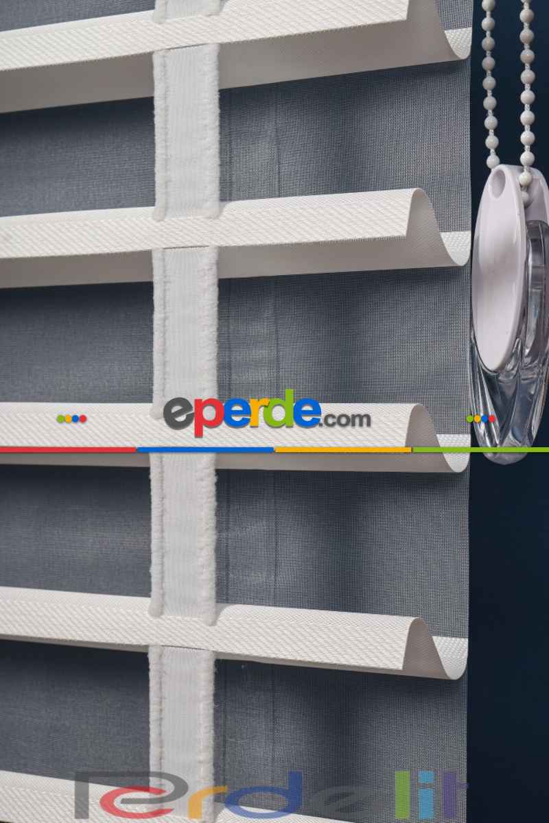 Beyaz 50mm Silüet Kumaş Jaluzi Perde