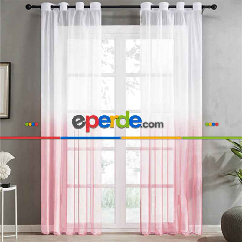 Pembe Renk Pudra Rengi Tül Rustik Kuşgözü Tül Perde Decoring Perde