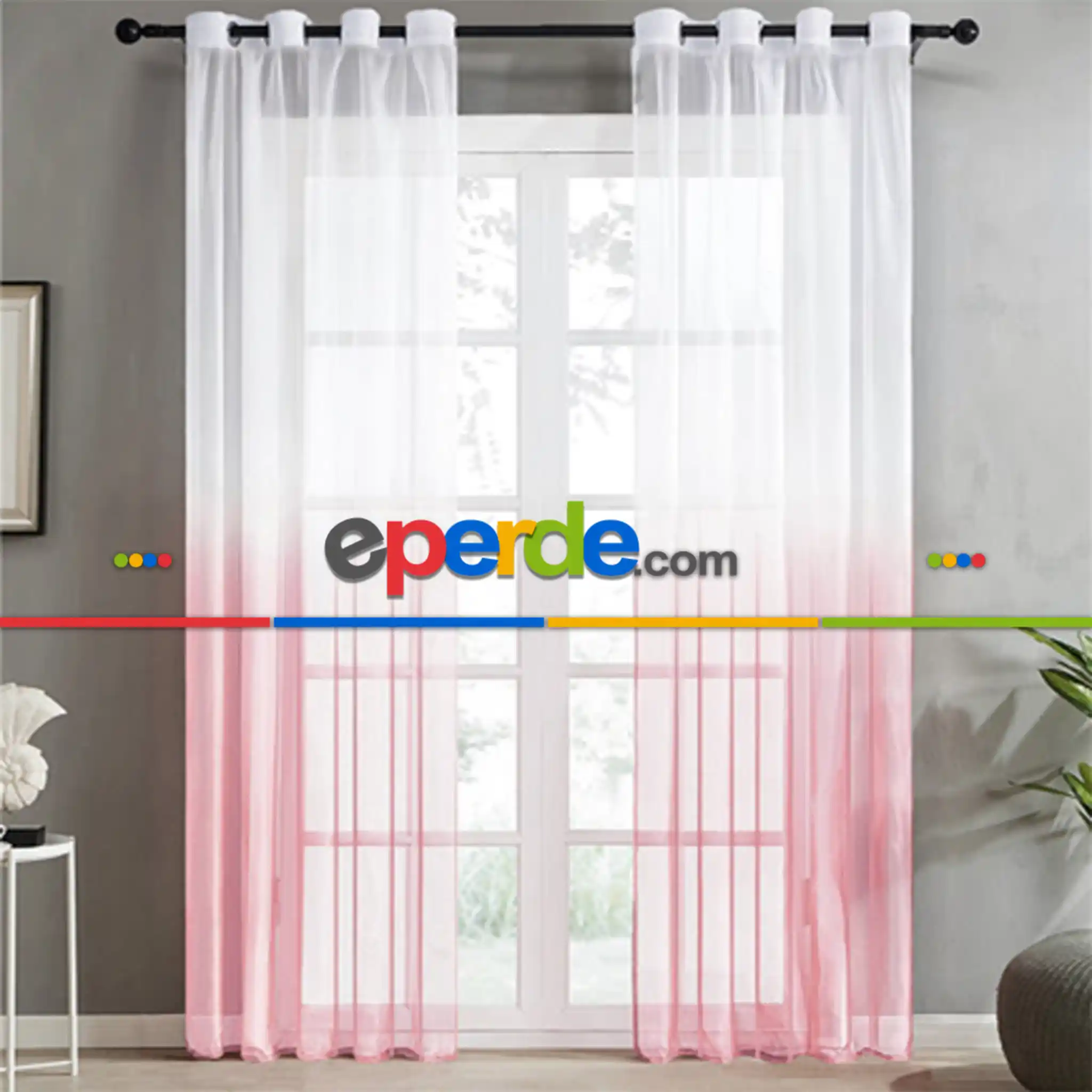 Pembe Renk Pudra Rengi Tül Rustik Kuşgözü Tül Perde Decoring Perde