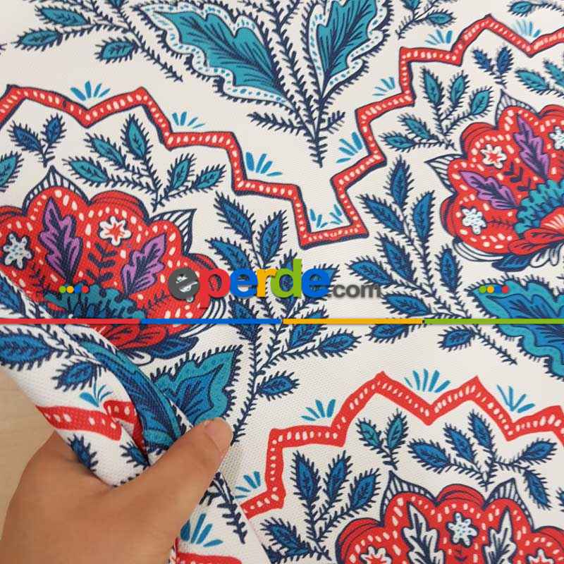 Çiçek Desenli Fon Perde Evm1519 Kumaşı Kalındır Duck Bezi Değildir-  Çok Renkli 2