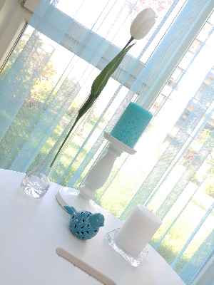 Erkek Çocuk Odası Tül Perde- Mavi Açık - Kurşunlu Tül