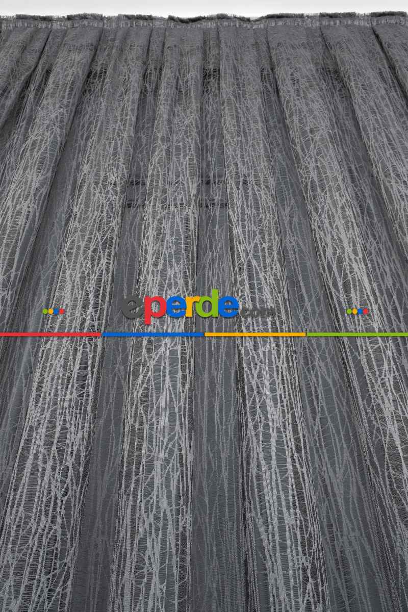 Yeni Tasarım Moda Cam Kırığı Örme Tül Perde Gri - Füme - Antrasit