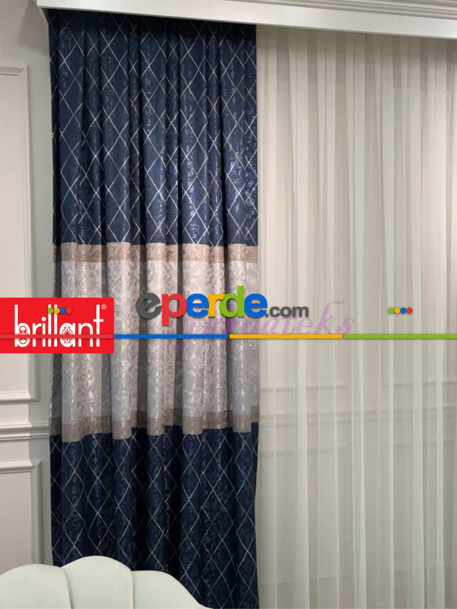 Brillant Fon Perde Yeni Moda Tasarım Renk Kanat Yan Perdeler Salon Misafir Odası Perde