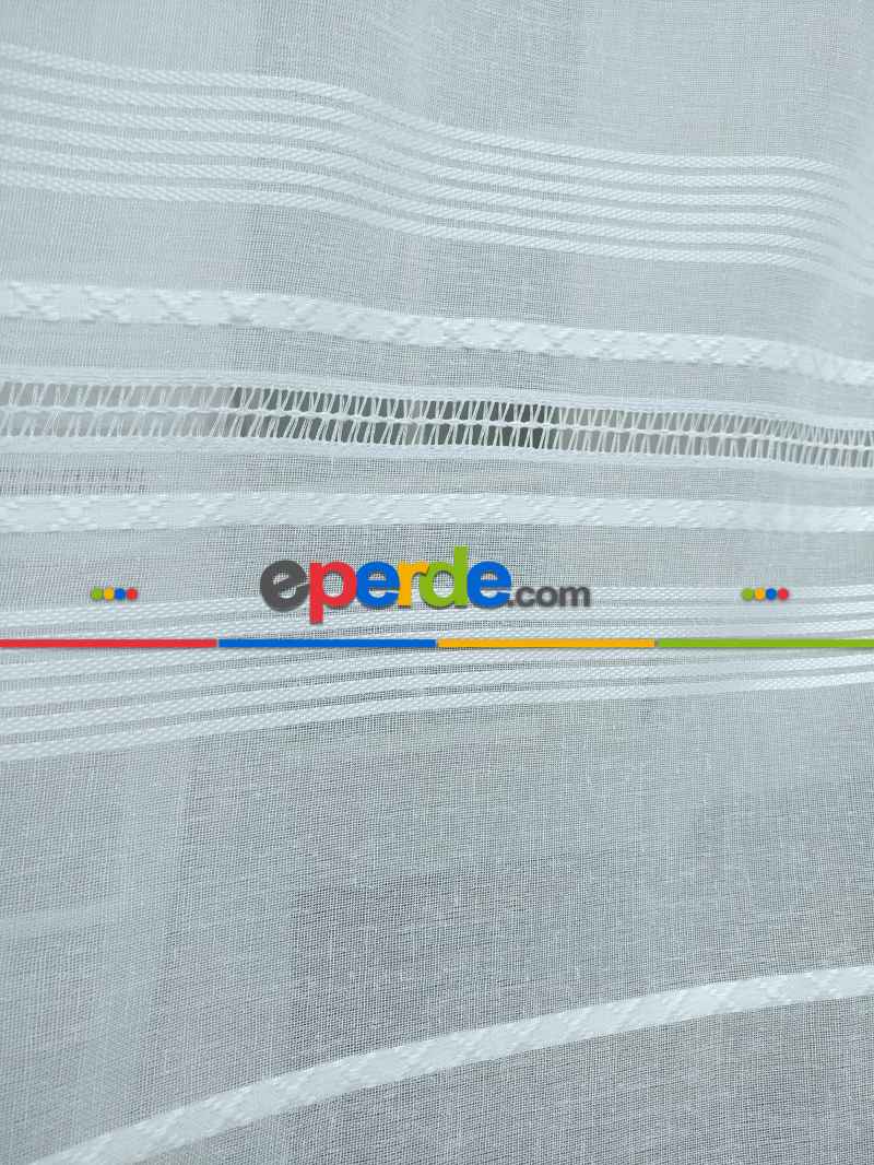 Ekru ( Beyaza Yakın ) - Keten Tül Perde- Ekru - Kurşunlu Tül