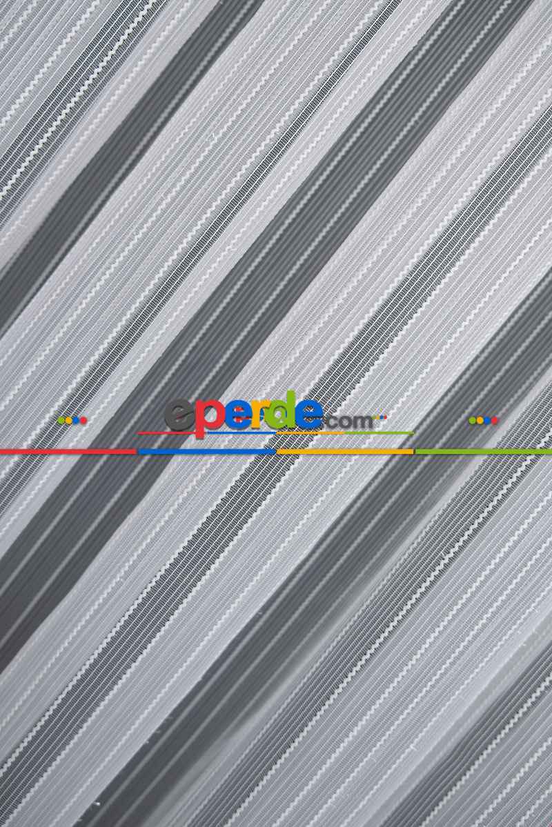 Hazır Ölçülü Simli Çizgili Kurşunlu Tül Perde - Ekru 145cm X 133cm 