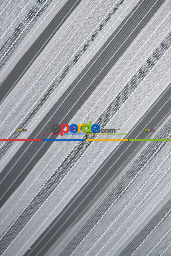 Hazır Ölçülü Simli Çizgili Kurşunlu Tül Perde - Ekru 145cm X 133cm 