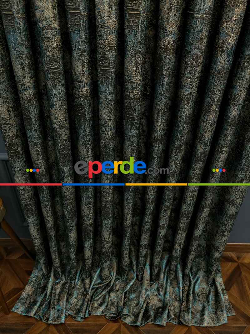 Salon Perdesi - Modern Desenli Jakarlı Fon Perde Yeni Seri 401- Gri-Füme-Antrasit