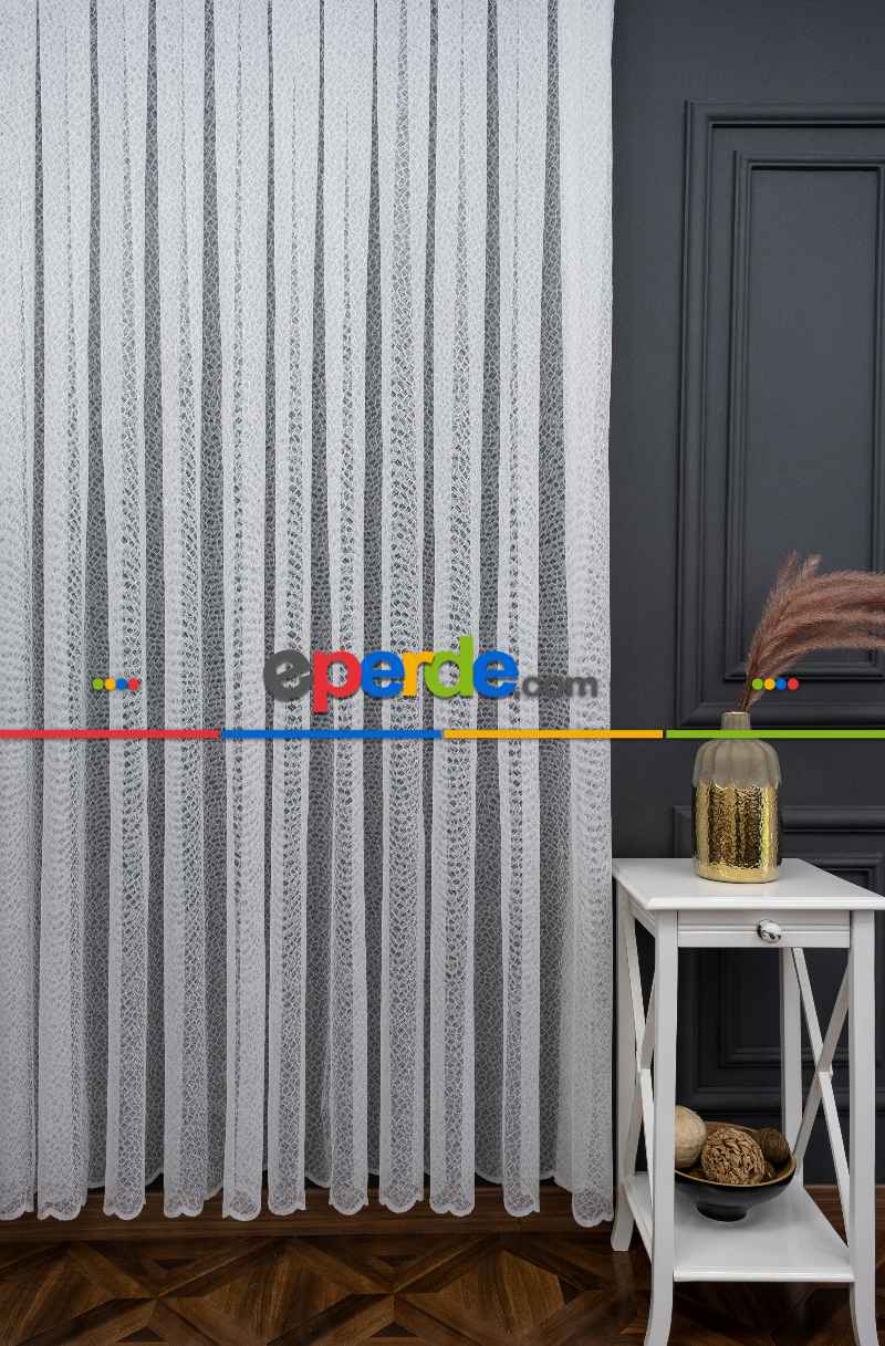 Yatak Odası - Spor Desen Fransız Dantel Tül Perde 