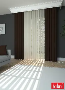 Brillant Akıllı Tül Perde Kahverengi Tül Dikey Zebra Perde Düz 1. Kalite