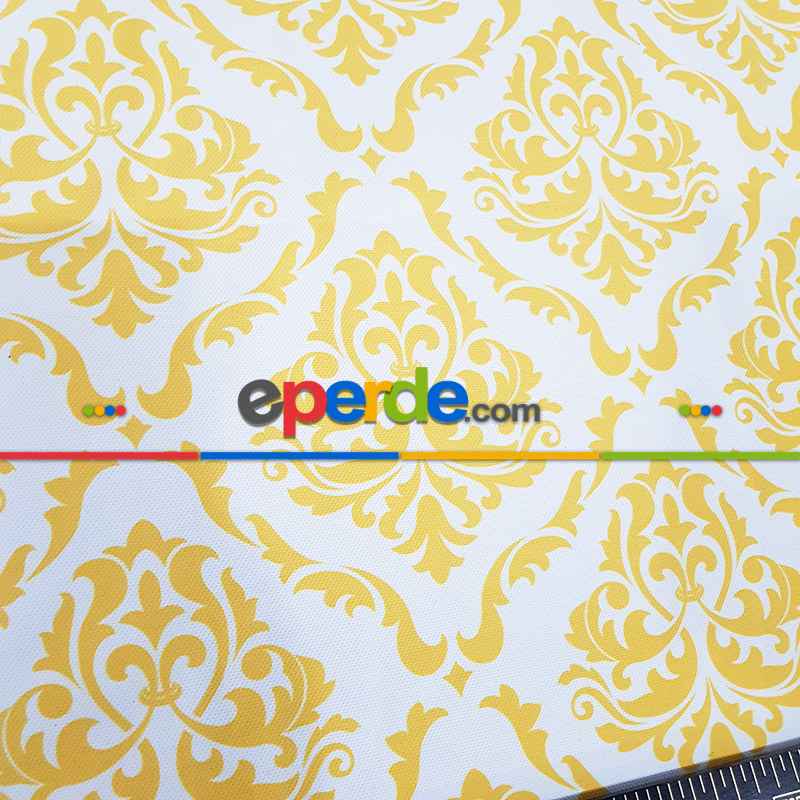 Etnik Desenli Fon Perde K415-1 Kumaşı Kalındır Duck Bezi Değildir- Sarı