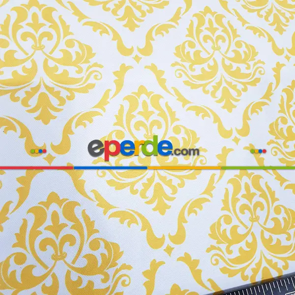 Yatak Odası - Etnik Desenli Fon Perde K415-1 Kumaşı Kalındır Duck Bezi Değildir- Sarı