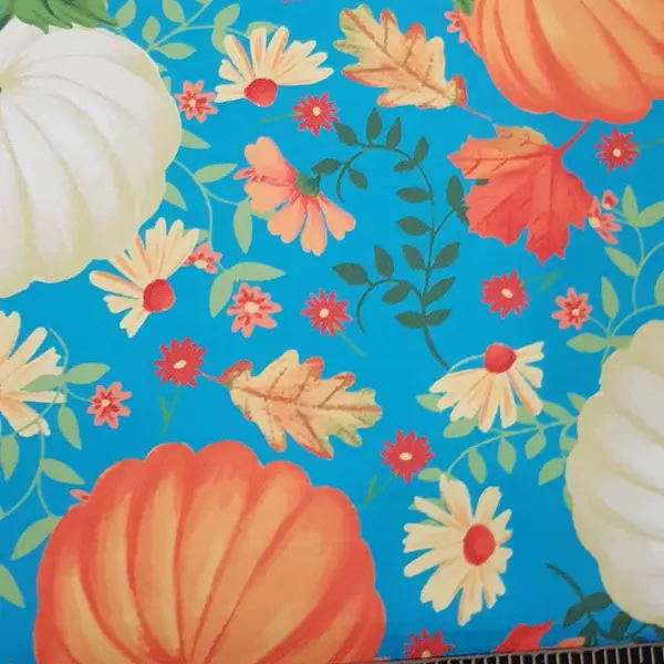 Kabak Desenli Fon Perde Evm1531 Kumaşı Kalındır Duck Bezi Değildir- Mavi-Turuncu