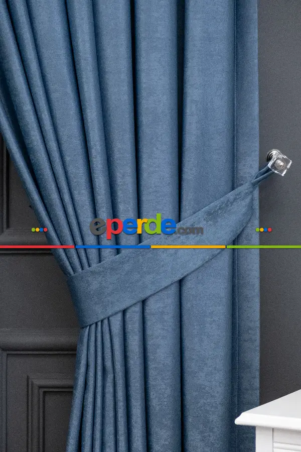 Salon Fon - Soft İndigo Rengi Fon Perde (150)- Petrol Mavisi