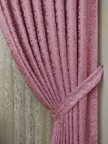 Oturma Odası Pembe Duz Jakar Fon Perde - Gül Pembe