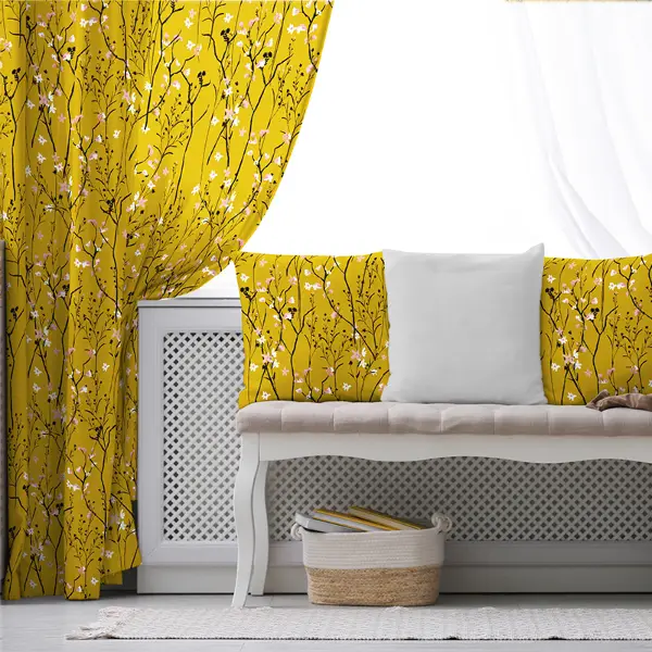 Etnik Fon Perde Evim1526 Kumaşı Kalındır Duck Bezi Değildir- Mavi-beyaz