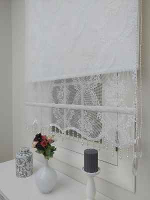 Çiftli Sistem Örme Tül Stor Perde Ve Stor Perde Utah 01- Ekru