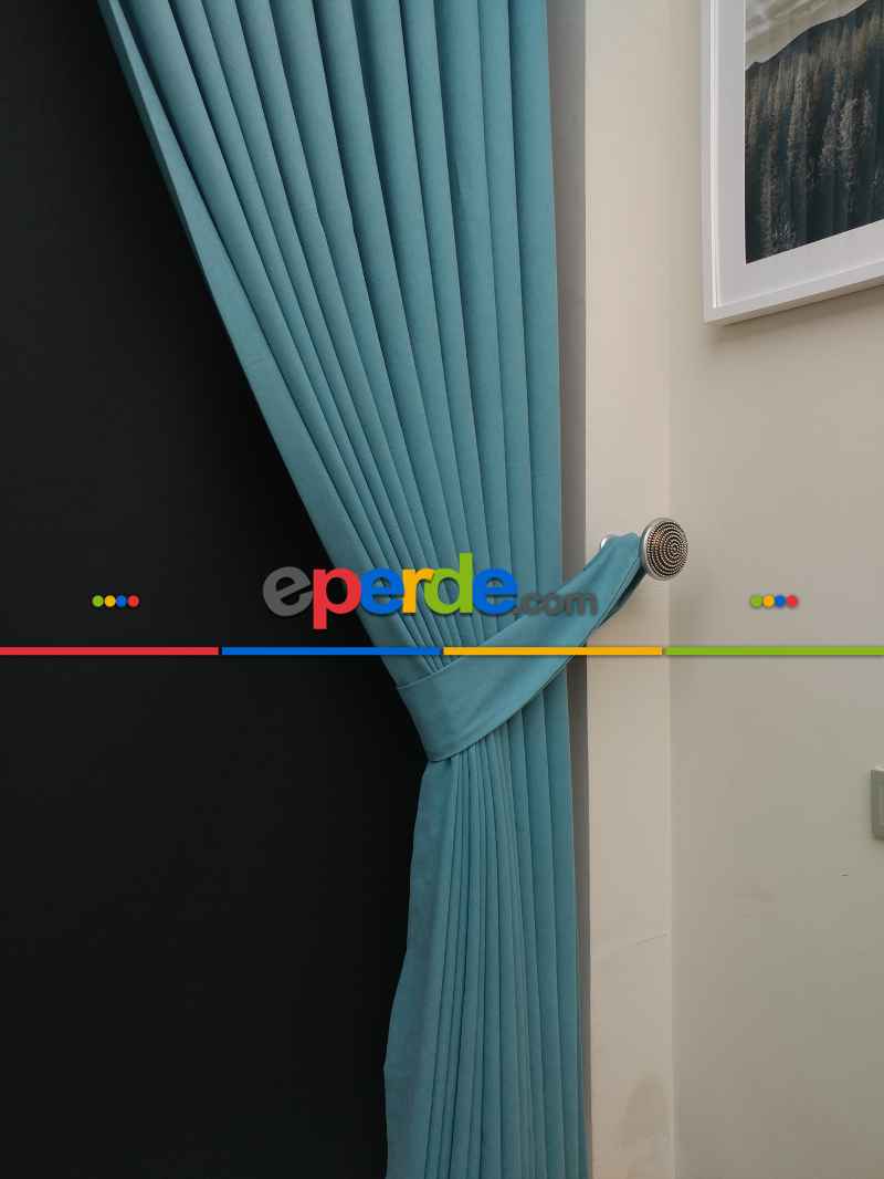 Düz Renk Dökümlü Fon Perde (150)- Mavi