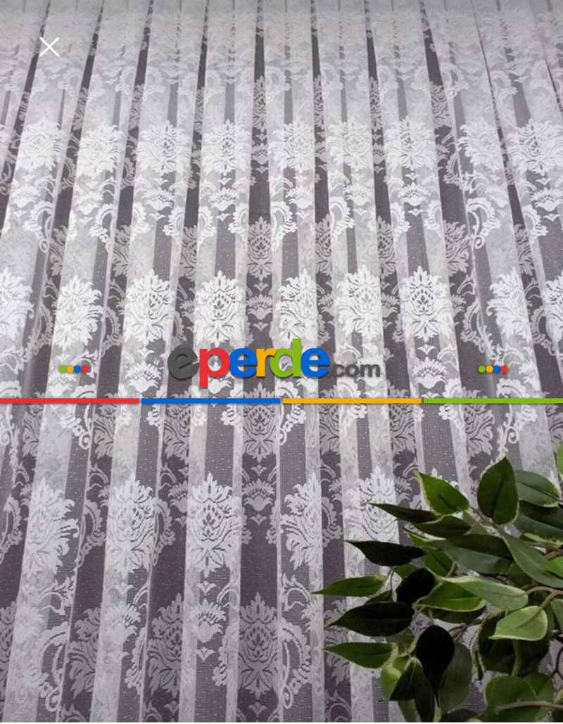 Salon Tül Perde - Örme Damaks Desen Fransız Dantel Tül Perde