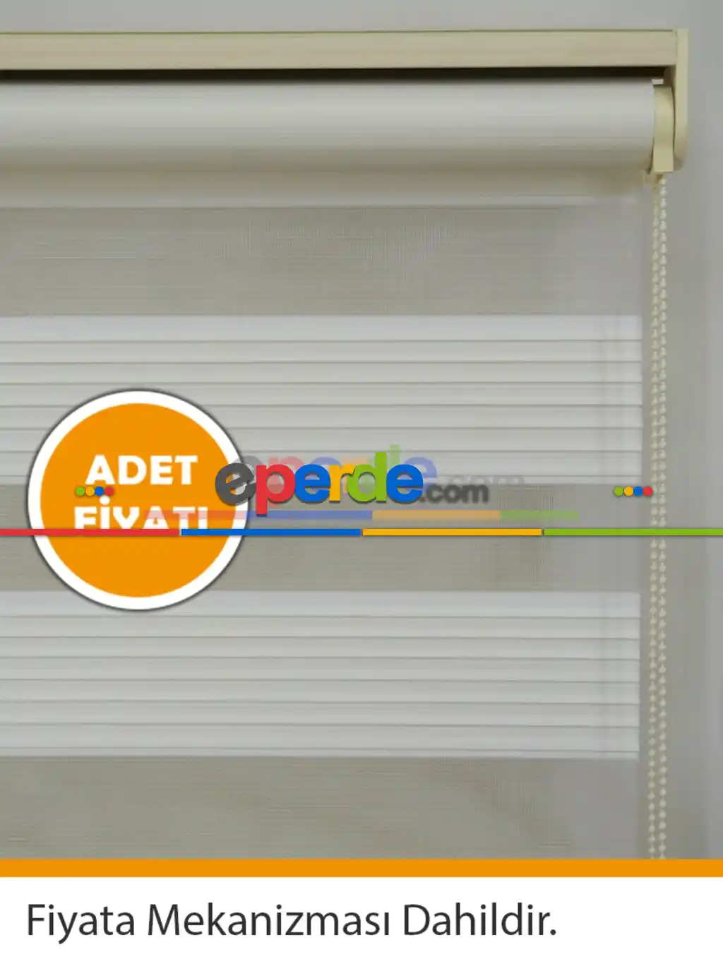 70x200 Hazır Ekru Dar Plise Zebra Perde-436- Krem Açık