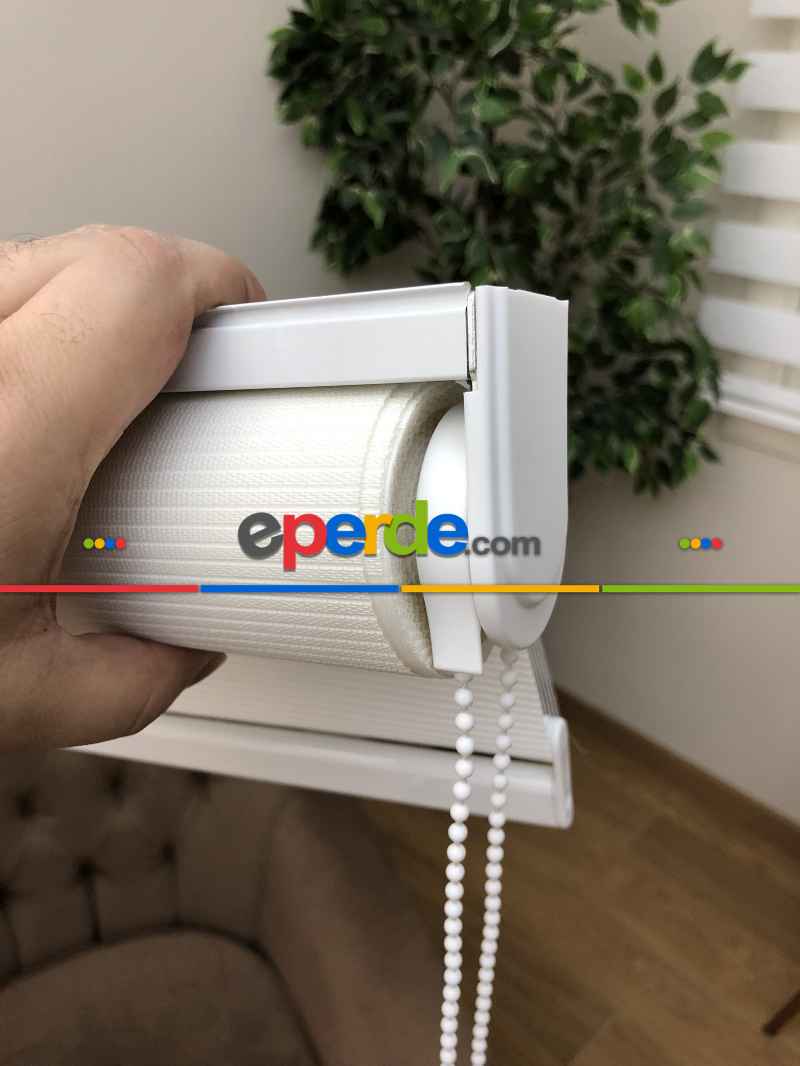 Yüksek Kalite Plise Zebra Perde - Ekru Renk- Ekru