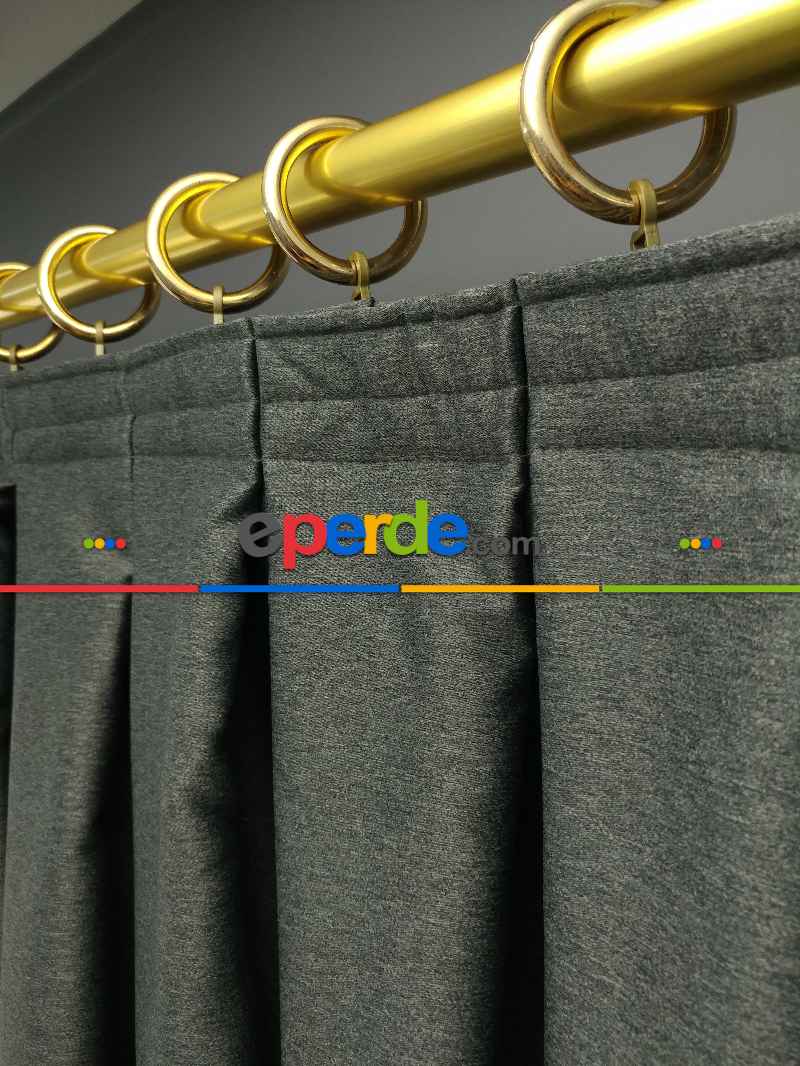 Yatak Odası - Salon Fon Perde - Modern Keten Görünümlü Işık Geçirmez Karatma Fon Perde 2021 Ikon- Füme