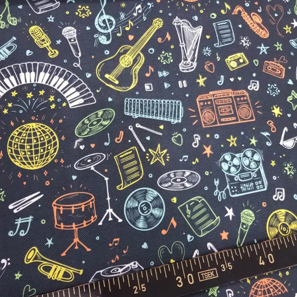 Müzikal Desenli Fon Perde Evm1105 Kumaşı Kalındır Duck Bezi Değildir-  Çok Renkli 2