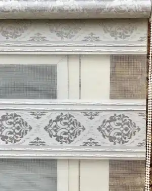 Gümüş Simli Damask Desenli 1. Kalite Zebra Stor Perde